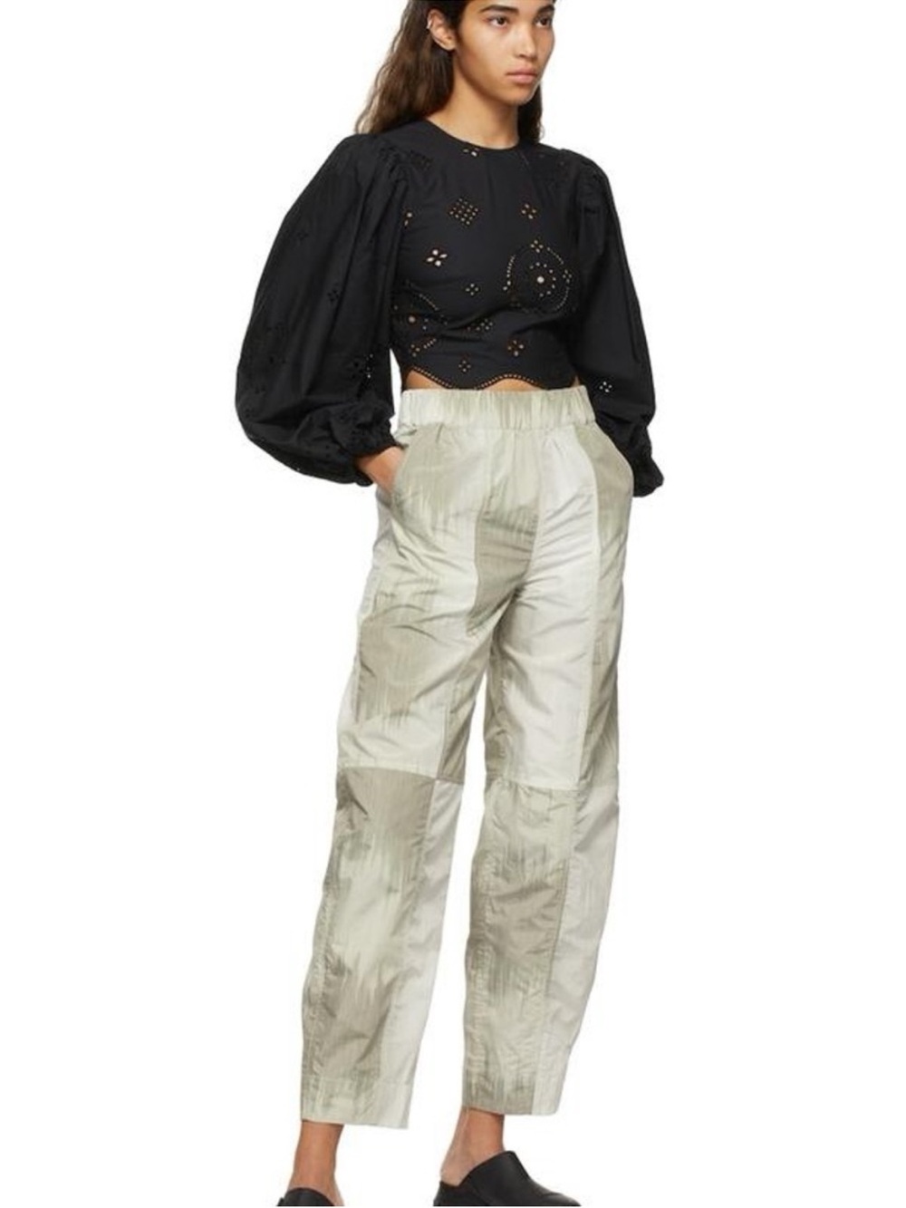 NWT GANNI GRAY IKAT TIE DYE TROUSERS